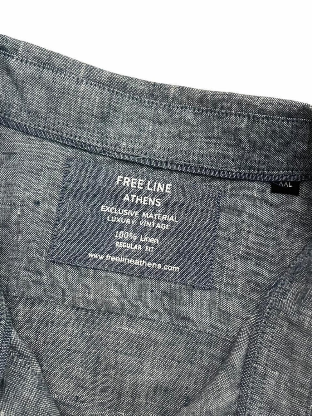 Men’s Long-Sleeve linen Shirt - Slate Blue - Picture 5 of 6